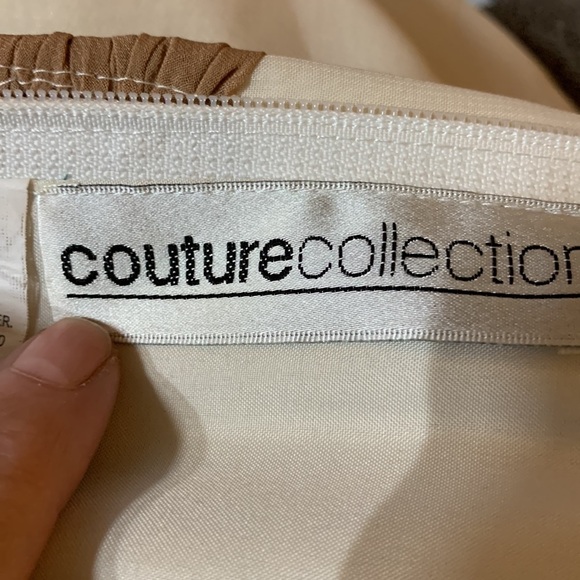 Couture Collection Beautiful formal in Cream and Tan, removable straps, size 12 - Picture 5 of 9